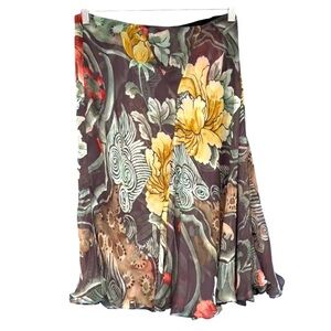 Vintage Calvin Klein Collection 100% Silk Skirt Floral Print 
 Women Siz…